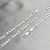 Gargantilla Basica 04.420.0013.20 Plata Rodinada, Diseño de Figaro, Pulido, Tono Plateado (Calibre 120, Grosor 04.6 MM, 20 Pulgadas de Largo)