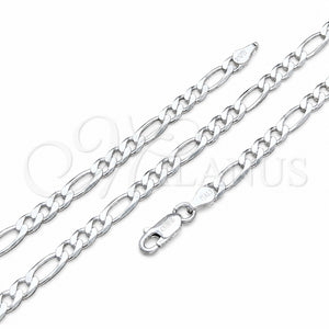 Gargantilla Basica 04.420.0013.20 Plata Rodinada, Diseño de Figaro, Pulido, Tono Plateado (Calibre 120, Grosor 04.6 MM, 20 Pulgadas de Largo)