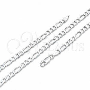 Gargantilla Basica 04.420.0013.18 Plata Rodinada, Diseño de Figaro, Pulido, Tono Plateado (Calibre 120, Grosor 04.6 MM, 18 Pulgadas de Largo)