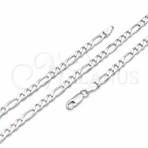 Gargantilla Basica 04.420.0013.18 Plata Rodinada, Diseño de Figaro, Pulido, Tono Plateado (Calibre 120, Grosor 04.6 MM, 18 Pulgadas de Largo)