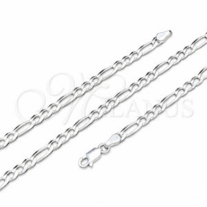 Gargantilla Basica 04.420.0014.20 Plata Rodinada, Diseño de Figaro, Pulido, Tono Plateado (Calibre 100, Grosor 04 MM, 20 Pulgadas de Largo)