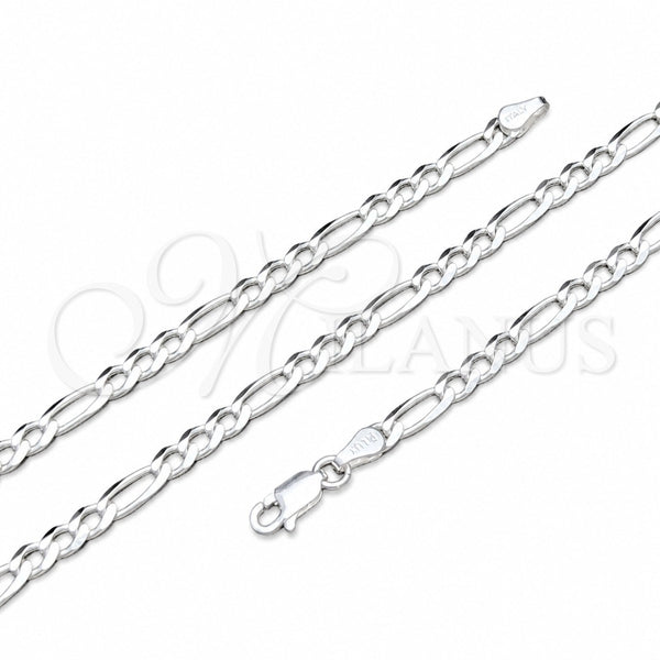 Gargantilla Basica 04.420.0014.20 Plata Rodinada, Diseño de Figaro, Pulido, Tono Plateado (Calibre 100, Grosor 04 MM, 20 Pulgadas de Largo)