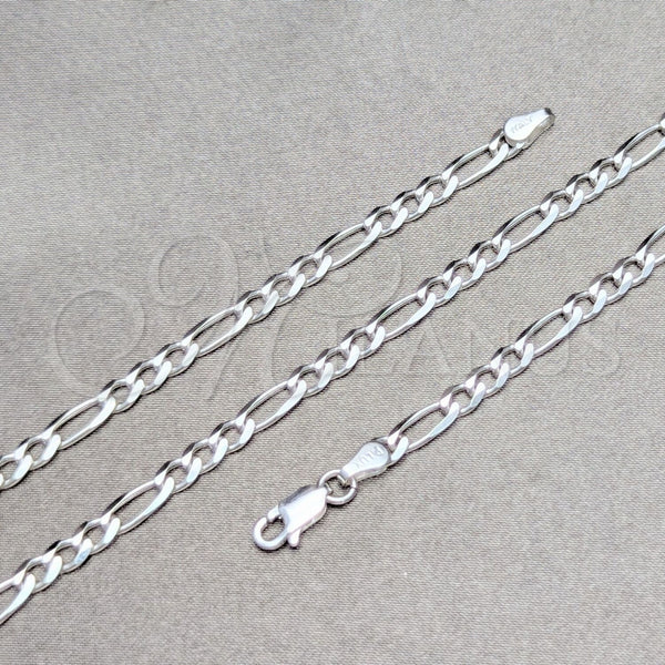 Gargantilla Basica 04.420.0014.18 Plata Rodinada, Diseño de Figaro, Pulido, Tono Plateado (Calibre 100, Grosor 04 MM, 18 Pulgadas de Largo)
