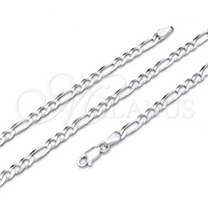 Gargantilla Basica 04.420.0014.16 Plata Rodinada, Diseño de Figaro, Pulido, Tono Plateado (Calibre 100, Grosor 04 MM, 16 Pulgadas de Largo)
