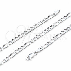 Tobillera Básica 04.420.0014.10 Plata Rodinada, Diseño de Figaro, Pulido, Tono Plateado (Calibre 100, Grosor 04 MM, 10 Pulgadas de Largo)