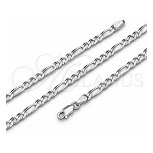 Tobillera Básica 04.420.0014.10 Plata Rodinada, Diseño de Figaro, Pulido, Tono Plateado (Calibre 100, Grosor 04 MM, 10 Pulgadas de Largo)