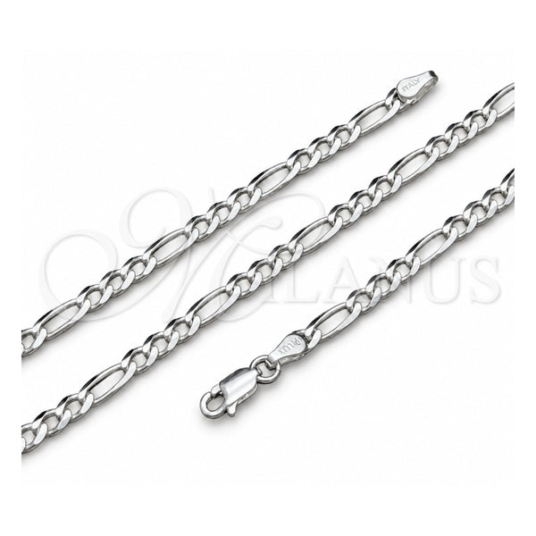 Tobillera Básica 04.420.0014.10 Plata Rodinada, Diseño de Figaro, Pulido, Tono Plateado (Calibre 100, Grosor 04 MM, 10 Pulgadas de Largo)