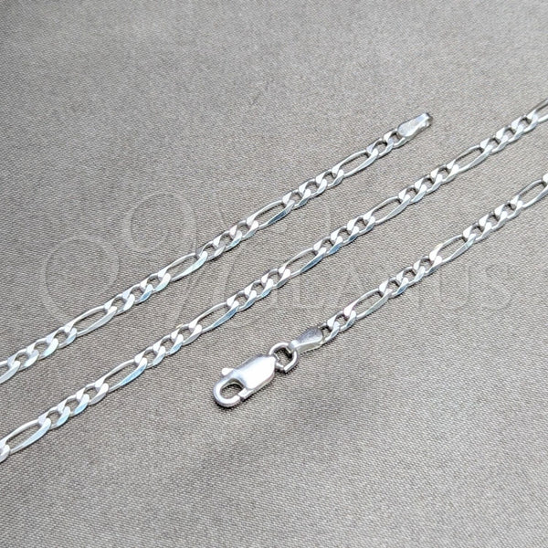 Gargantilla Basica 04.420.0015.16 Plata Rodinada, Diseño de Figaro, Pulido, Tono Plateado (Calibre 0.80, Grosor 02.8 MM, 16 Pulgadas de Largo)