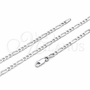 Gargantilla Basica 04.420.0015.16 Plata Rodinada, Diseño de Figaro, Pulido, Tono Plateado (Calibre 0.80, Grosor 02.8 MM, 16 Pulgadas de Largo)