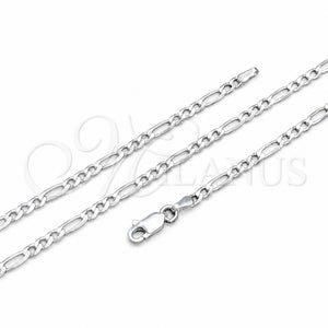 Gargantilla Basica 04.420.0015.16 Plata Rodinada, Diseño de Figaro, Pulido, Tono Plateado (Calibre 0.80, Grosor 02.8 MM, 16 Pulgadas de Largo)