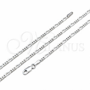 Gargantilla Basica 04.420.0016.16 Plata Rodinada, Diseño de Figaro, Pulido, Tono Plateado (Calibre 0.60, Grosor 02.2 MM, 16 Pulgadas de Largo)