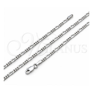 Gargantilla Basica 04.420.0016.16 Plata Rodinada, Diseño de Figaro, Pulido, Tono Plateado (Calibre 0.60, Grosor 02.2 MM, 16 Pulgadas de Largo)