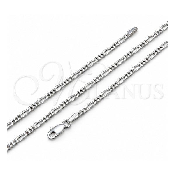 Gargantilla Basica 04.420.0016.16 Plata Rodinada, Diseño de Figaro, Pulido, Tono Plateado (Calibre 0.60, Grosor 02.2 MM, 16 Pulgadas de Largo)