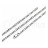 Gargantilla Basica 04.420.0016.16 Plata Rodinada, Diseño de Figaro, Pulido, Tono Plateado (Calibre 0.60, Grosor 02.2 MM, 16 Pulgadas de Largo)