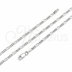 Tobillera Básica 04.420.0016.10 Plata Rodinada, Diseño de Figaro, Pulido, Tono Plateado (Calibre 0.60, Grosor 02.2 MM, 10 Pulgadas de Largo)