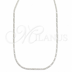 Gargantilla Basica 03.430.0002.16.1EX Plata Rodinada, Diseño de Figaro, Pulido, Tono Plateado (Calibre 0.50, Grosor 01 MM, 16 Pulgadas de Largo)