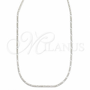 Gargantilla Basica 03.430.0002.16.1EX Plata Rodinada, Diseño de Figaro, Pulido, Tono Plateado (Calibre 0.50, Grosor 01 MM, 16 Pulgadas de Largo)