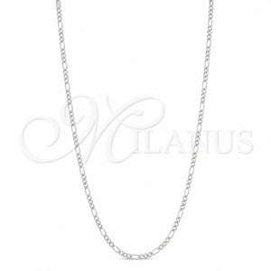 Gargantilla Basica 04.430.0003.16.1EX Plata Rodinada, Diseño de Figaro, Pulido, Tono Plateado (Calibre 0.60, Grosor 02.2 MM, 16 Pulgadas de Largo)