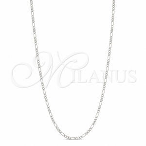 Gargantilla Basica 04.430.0003.16.1EX Plata Rodinada, Diseño de Figaro, Pulido, Tono Plateado (Calibre 0.60, Grosor 02.2 MM, 16 Pulgadas de Largo)