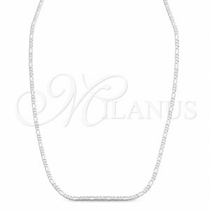 Gargantilla Basica 04.430.0003.18.1EX Plata Rodinada, Diseño de Figaro, Pulido, Tono Plateado (Calibre 0.60, Grosor 02.2 MM, 18 Pulgadas de Largo)