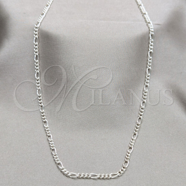 Gargantilla Basica 04.430.0004.16.1.EX Plata Rodinada, Diseño de Figaro, Pulido, Tono Plateado (Calibre 0.80, Grosor 03 MM, 16 Pulgadas de Largo)