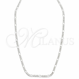 Gargantilla Basica 04.430.0004.16.1.EX Plata Rodinada, Diseño de Figaro, Pulido, Tono Plateado (Calibre 0.80, Grosor 03 MM, 16 Pulgadas de Largo)