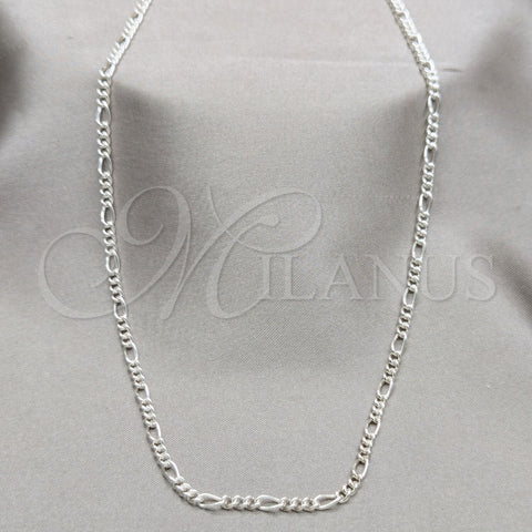 Gargantilla Basica 04.430.0004.16.1.EX Plata Rodinada, Diseño de Figaro, Pulido, Tono Plateado (Calibre 0.80, Grosor 03 MM, 16 Pulgadas de Largo)
