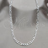 Gargantilla Basica 04.431.0001.20 Plata Rodinada, Diseño de Figaro, Diamantado, Tono Plateado (Calibre 150, Grosor 06.1 MM, 20 Pulgadas de Largo)