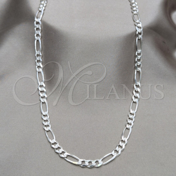 Gargantilla Basica 04.431.0001.20 Plata Rodinada, Diseño de Figaro, Diamantado, Tono Plateado (Calibre 150, Grosor 06.1 MM, 20 Pulgadas de Largo)