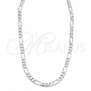Gargantilla Basica 04.431.0001.20 Plata Rodinada, Diseño de Figaro, Diamantado, Tono Plateado (Calibre 150, Grosor 06.1 MM, 20 Pulgadas de Largo)