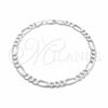 Tobillera Básica 03.431.0001.10 Plata Rodinada, Diseño de Figaro, Diamantado, Tono Plateado (Calibre 150, Grosor 06 MM, 10 Pulgadas de Largo)