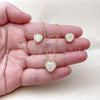 Juego de Arete y Dije de Adulto 10.156.0526.1 Oro Laminado, Diseño de Corazón y Cluster, con Zirconia Cubica Blanca y Micro Pave Blanca, Pulido, Tono Dorado