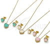 Juego de Arete y Dije de Adulto 10.156.0526.1 Oro Laminado, Diseño de Corazón y Cluster, con Zirconia Cubica Blanca y Micro Pave Blanca, Pulido, Tono Dorado