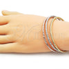 Aro Trio 07.282.0022 Oro Laminado, Diseño de Bola, con Blanca Micro Pave, Diamantado, Tres Tonos (08 MM Thickness, One size fits all)