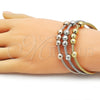 Aro Trio 07.282.0024 Oro Laminado, Diseño de Torcido y Bola, Diamantado, Tres Tonos (08 MM Thickness, One size fits all)