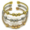 Aro Trio 07.282.0024 Oro Laminado, Diseño de Torcido y Bola, Diamantado, Tres Tonos (08 MM Thickness, One size fits all)
