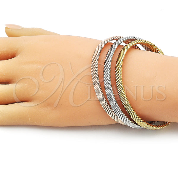 Aro Trio 07.282.0030 Oro Laminado, Diseño de Torcido, Pulido, Tres Tonos (06 MM Thickness, One size fits all)