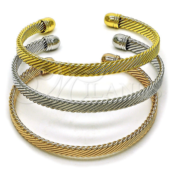 Aro Trio 07.282.0030 Oro Laminado, Diseño de Torcido, Pulido, Tres Tonos (06 MM Thickness, One size fits all)