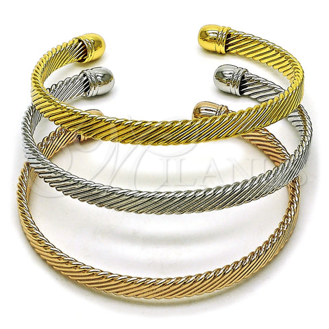 Aro Trio 07.282.0030 Oro Laminado, Diseño de Torcido, Pulido, Tres Tonos (06 MM Thickness, One size fits all)
