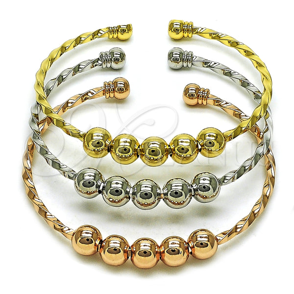 Aro Trio 07.282.0040 Oro Laminado, Diseño de Bola y Torcido, Pulido, Tres Tonos (08 MM Thickness, One size fits all)