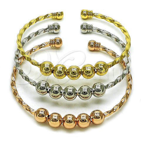 Aro Trio 07.282.0040 Oro Laminado, Diseño de Bola y Torcido, Pulido, Tres Tonos (08 MM Thickness, One size fits all)