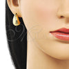 Arete Dormilona 02.282.0024 Oro Laminado, Diseño de Gota, Pulido, Tono Dorado