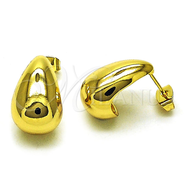Arete Dormilona 02.282.0024 Oro Laminado, Diseño de Gota, Pulido, Tono Dorado