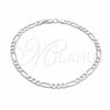 Tobillera Básica 03.431.0002.10 Plata Rodinada, Diseño de Figaro, Diamantado, Tono Plateado (Calibre 120, Grosor 06 MM, 10 Pulgadas de Largo)