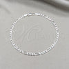 Tobillera Básica 03.431.0003.10 Plata Rodinada, Diseño de Figaro, Diamantado, Tono Plateado (Calibre 100, Grosor 04 MM, 10 Pulgadas de Largo)