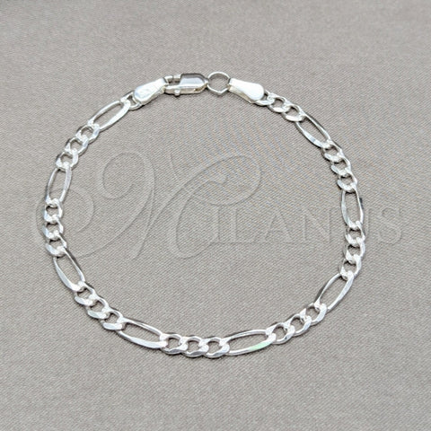 Pulsera Básica 03.431.0003.07 Plata Rodinada, Diseño de Figaro, Diamantado, Plateado