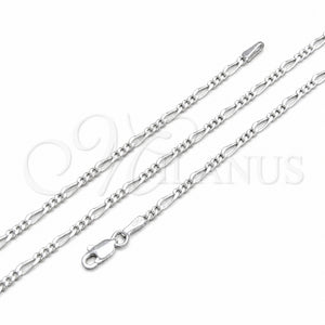 Tobillera Básica 04.420.0030.26 Plata Rodinada, Diseño de Mariner, Pulido, Tono Plateado (Calibre 250, Grosor 10 MM, 26 Pulgadas de Largo)