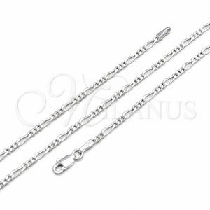 Tobillera Básica 04.420.0030.26 Plata Rodinada, Diseño de Mariner, Pulido, Tono Plateado (Calibre 250, Grosor 10 MM, 26 Pulgadas de Largo)