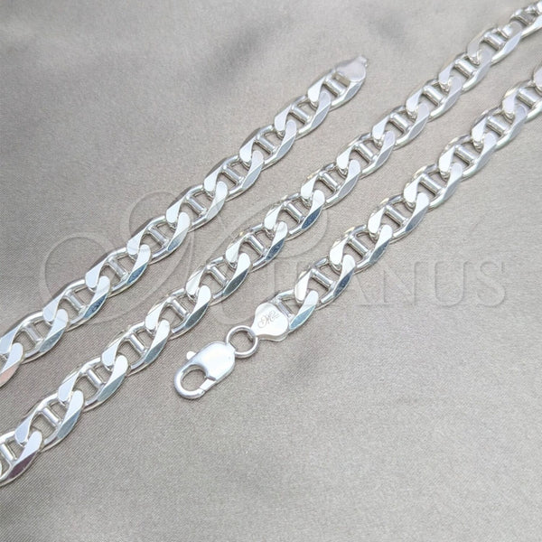 Pulsera Básica 03.420.0030.09 Plata Rodinada, Diseño de Mariner, Pulido, Tono Plateado (Calibre 250, Grosor 10 MM, 9 Pulgadas de Largo)