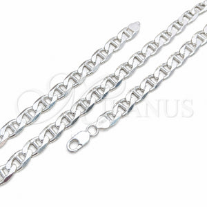 Pulsera Básica 03.420.0030.09 Plata Rodinada, Diseño de Mariner, Pulido, Tono Plateado (Calibre 250, Grosor 10 MM, 9 Pulgadas de Largo)